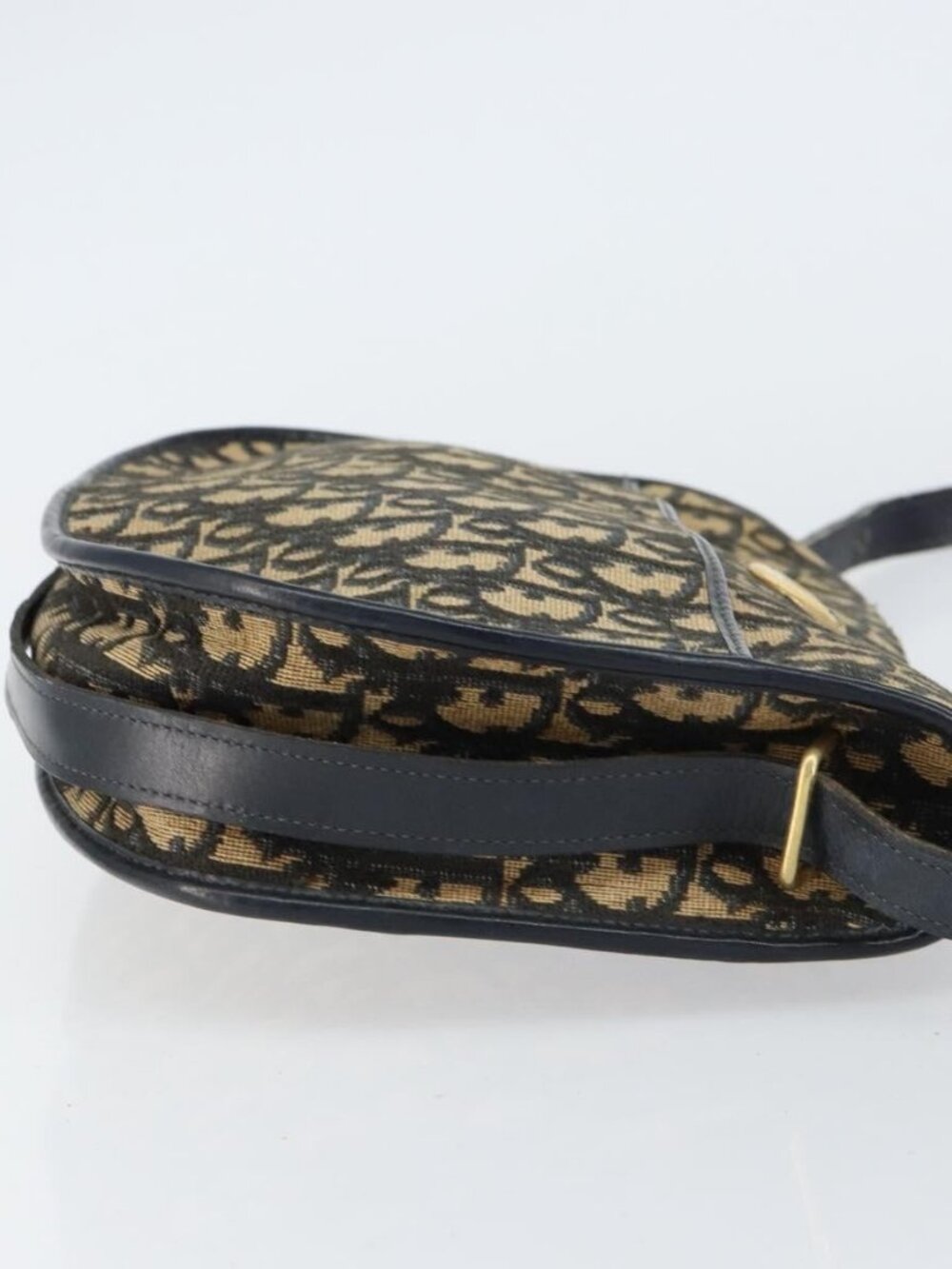 Christian Dior Trotter Canvas Shoulder Bag Navy Gold Auth 156002 - Picture 5 of 16